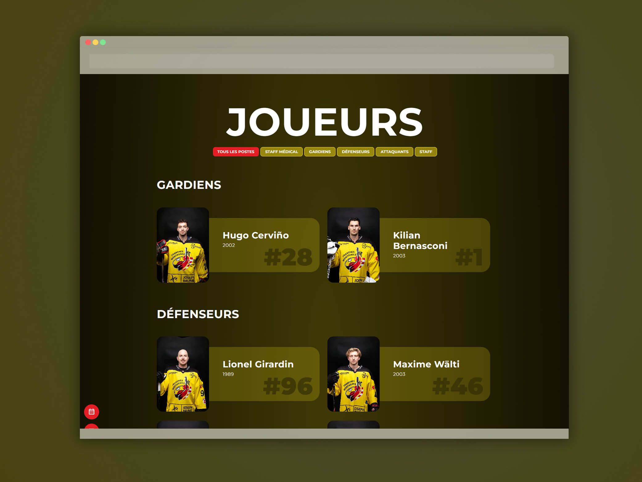 Aperçu du projet HC Franches-Montagnes – Site internet réalisé par Step One en Suisse (image 2404)