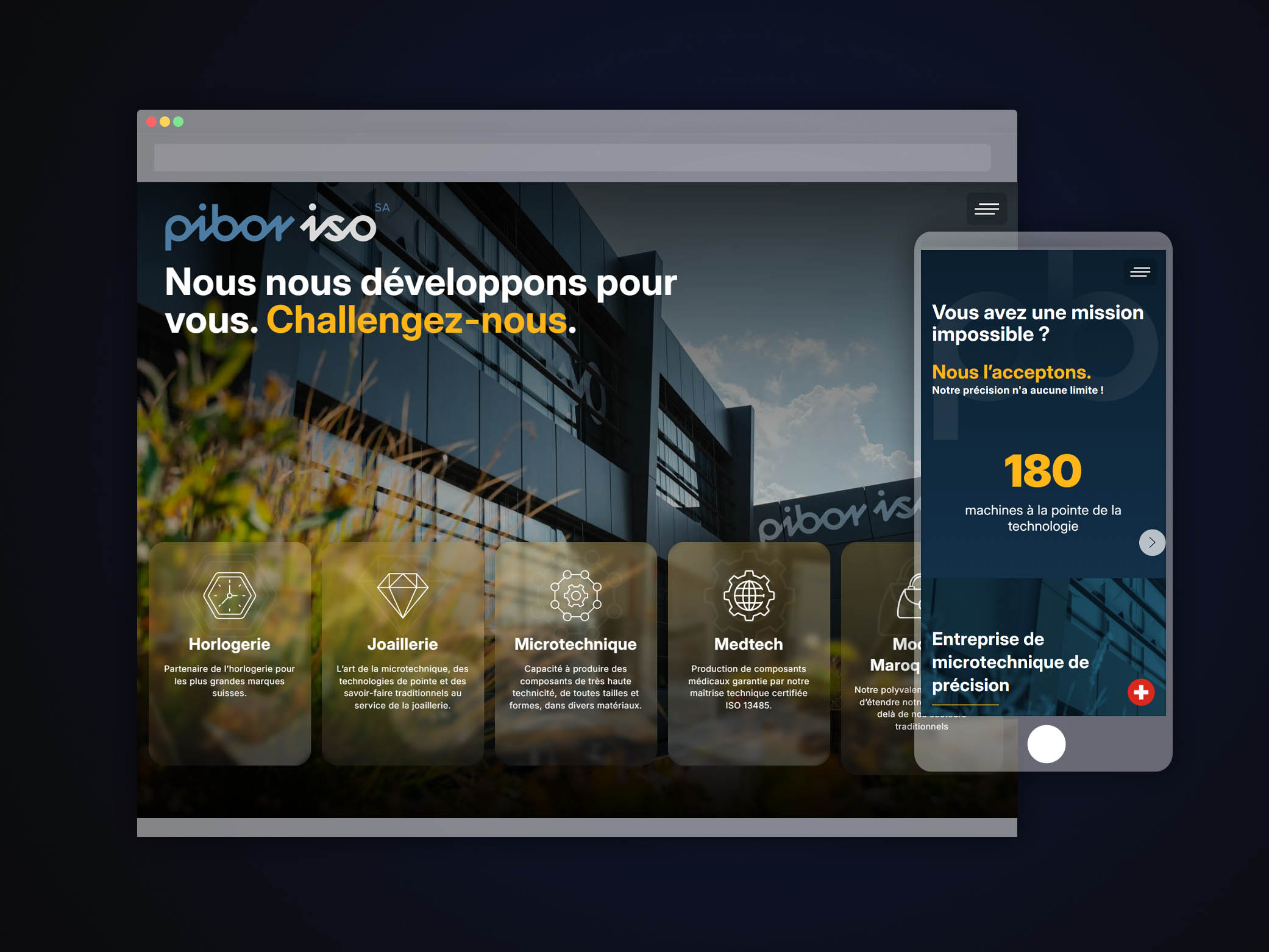 Projet Pibor ISO SA - site internet Suisse - par Step One