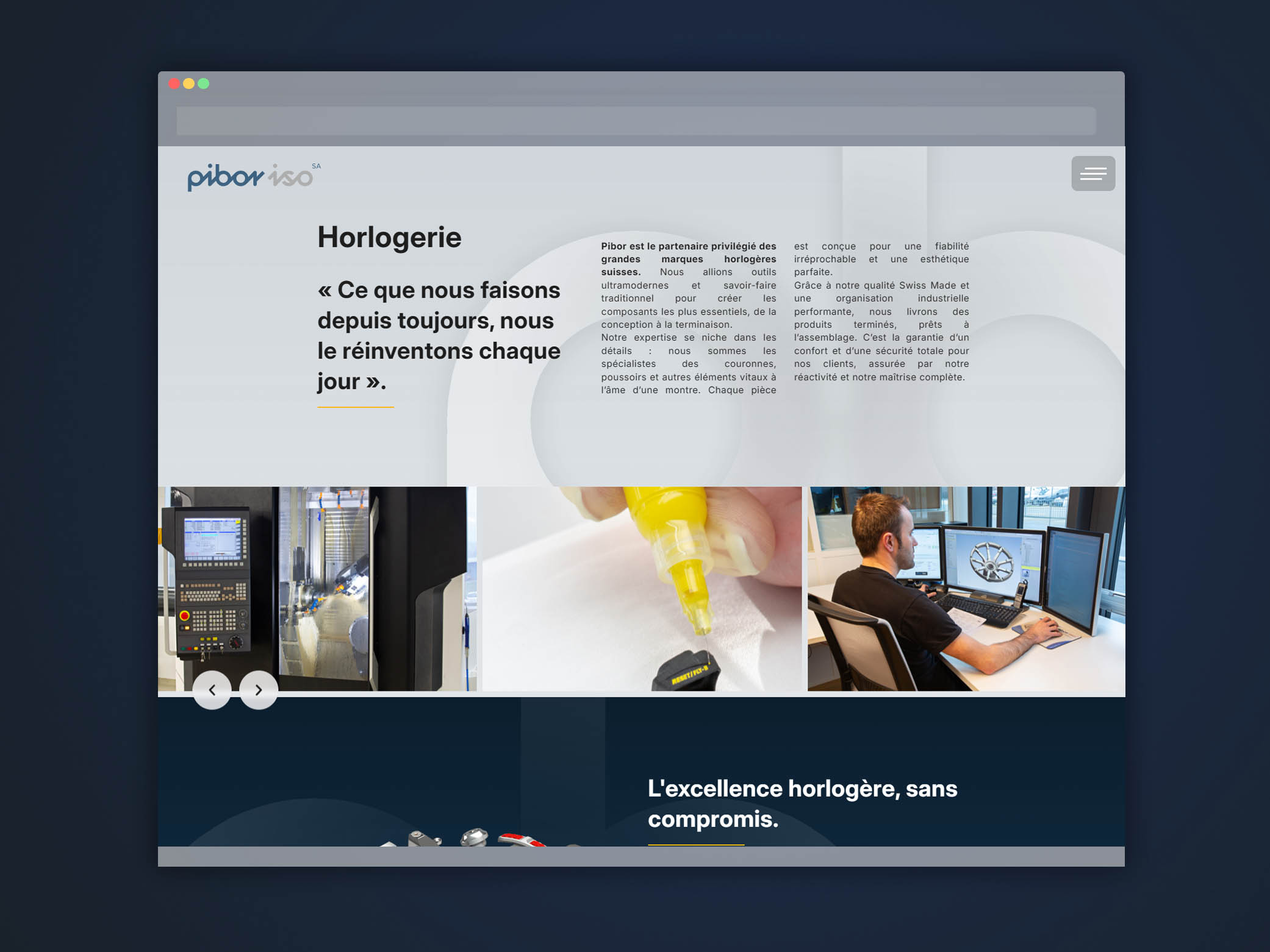 Aperçu du projet Pibor ISO SA – Site internet réalisé par Step One en Suisse (image 2410)